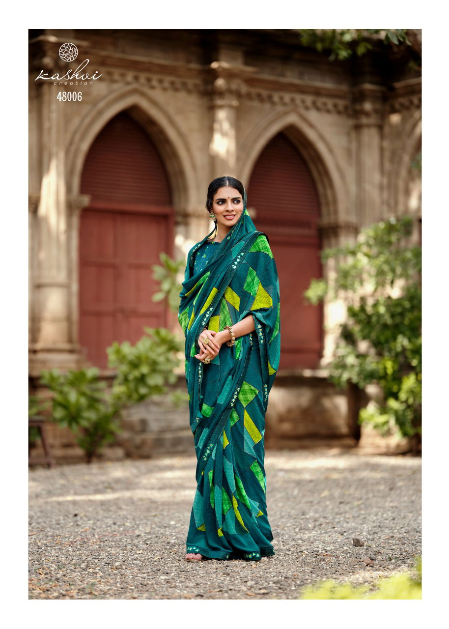 Kashvi Jasleen Fancy Wear Georgette Ethnic Wear Printed Saree Collection